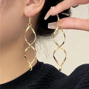 Boho Gold Swirl Wire Earrings Open Spiral Hoop Earrings Spiral Drop Earring